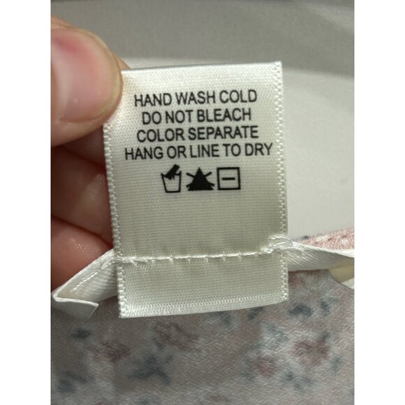 Urban Romantics Pink Floral Short Sleeve Blouse Button Front Ruffle Size S - Picture 7 of 9